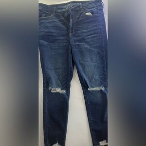 American Eagle Outfitters Dark Blue Distressed Skinny Jeans